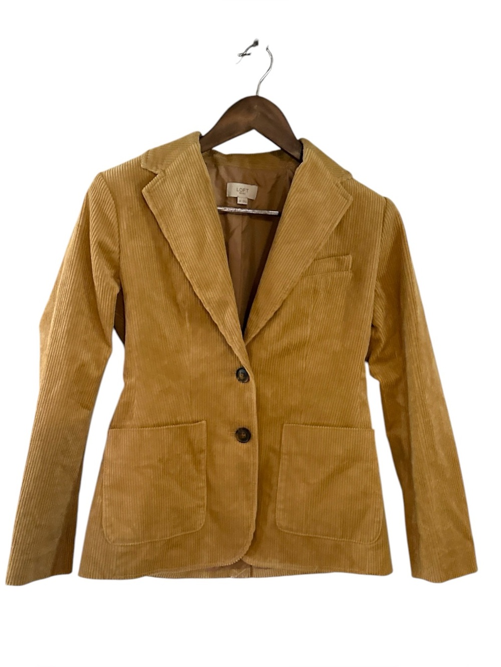 LOFT Mustard Yellow Corduroy Blazer Jacket 0P Petite EUC Gold Fall Boho